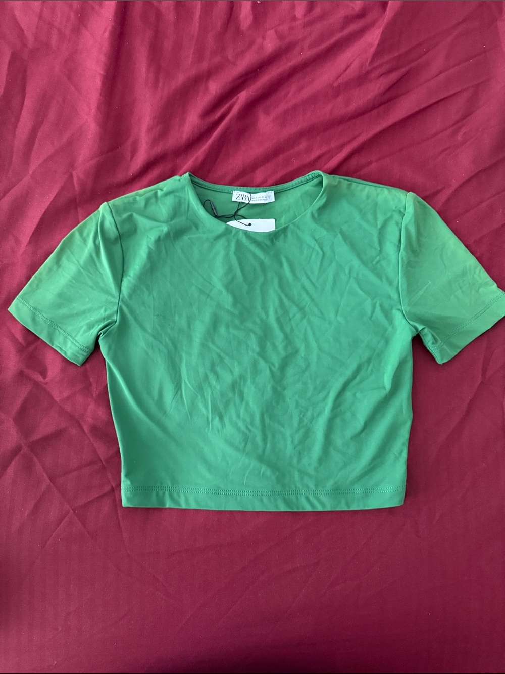 Zara Bright Green Cropped Tee - Kids Short Sleeve